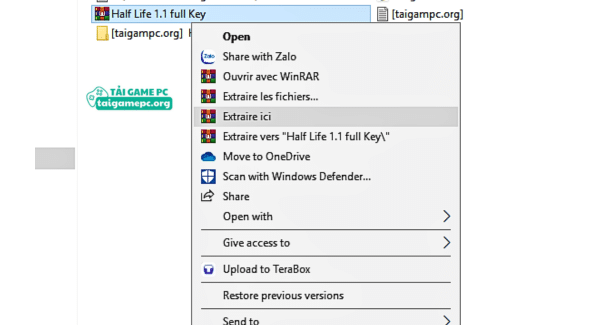 Giải nén file vừa tải về máy