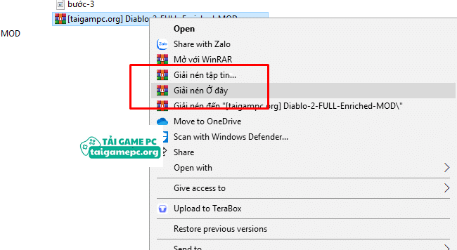 Sử dụng phần mềm WinRAR hoặc 7-Zip để giải nén các tệp tin đã tải về.