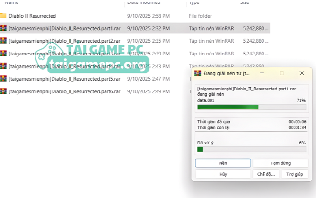 Giải nén file vừa tải về