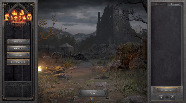 Giao diện bên trong game Diablo 2 Resurrected