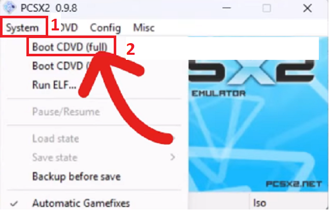 Chọn [Boot CDVD (full)] để bắt đầu trò chơi