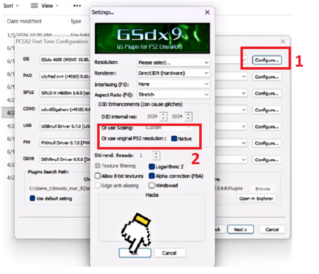 Thực hiện theo thứ tự đã hướng dẫn trong hình