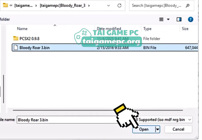 Mở file Bloody Roar 3.bin