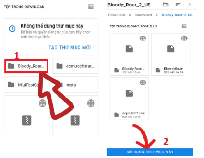 Chọn tệp Bloody_Roar và sử dụng