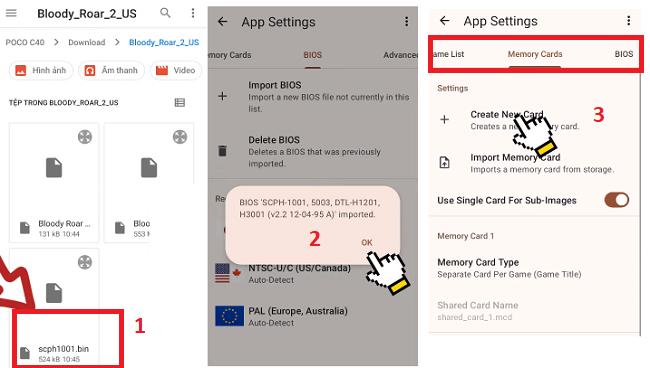 Chọn tệp [ scph1001.bin] > Ok
