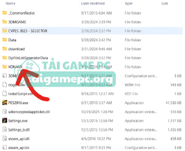 Sao chép tệp KONAMI