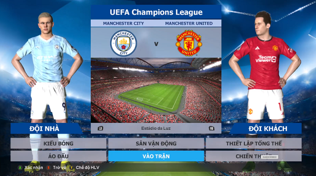 Giao diện bên trong game PES 2016